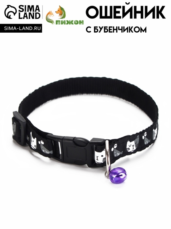 Ошейник "Котята", 40 х 1,5 см, черный
