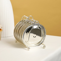 Набор блюдец &laquo;Серебро&raquo;, 14&times;10&times;12 см, с подставкой, 6 шт, цвет серебряный