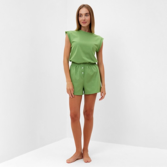 Пижама женская (майка, шорты) MINAKU: Home collection цвет зеленый, р-р 44 Пижама женская (майка, шорты) MINAKU: Home collection цвет зеленый, р-р 44