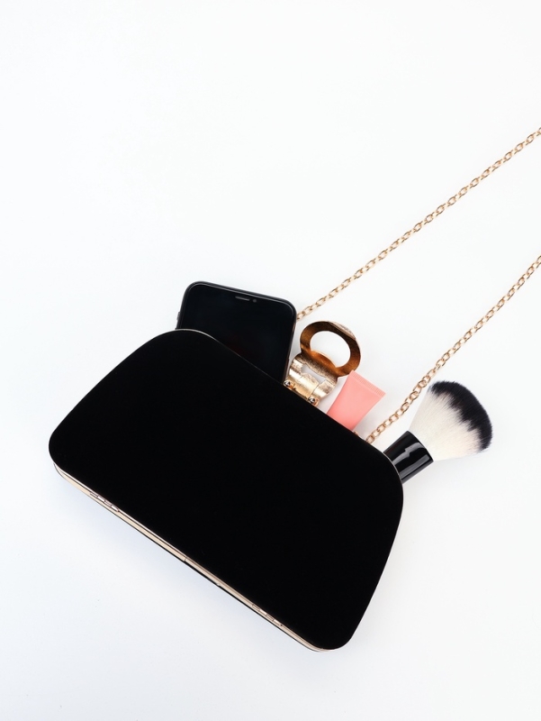 Сумка жен, 20*6*12, отд на фермуаре, цепь, текстиль, черный Сумка жен, 20*6*12, отд на фермуаре, цепь, текстиль, черный