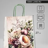 Пакет крафт &laquo;Цветы&raquo; 21&times;11&times;27 см