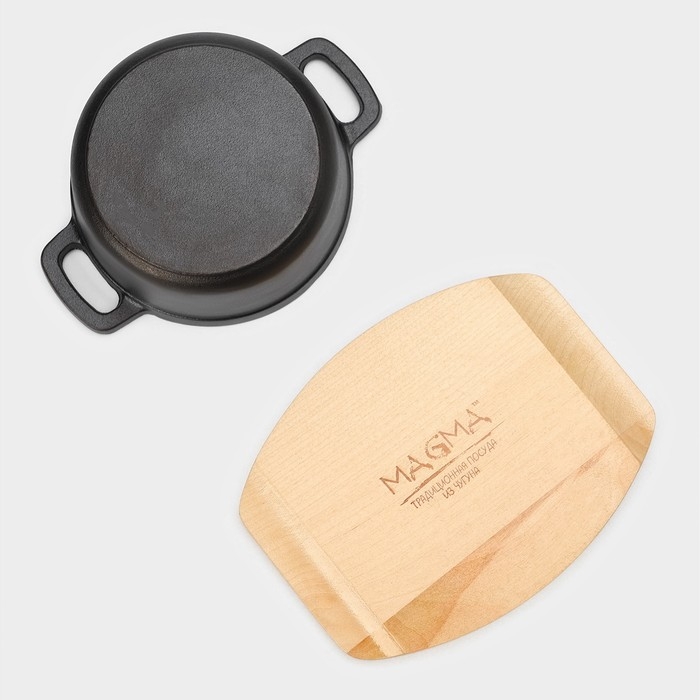 Кастрюля чугунная с крышкой Magma &laquo;Хотан&raquo;, 750 мл, 18,6&times;14&times;7 см, индукция, цвет чёрный