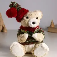 Декор "Медведь в свитере и колпаке, с еловой веткой" 16х15х27 см