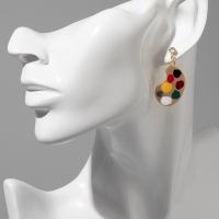 Серьги металл &laquo;Школа&raquo; палитра и кисти, цветные в золоте