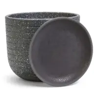 Горшок цветочный  с поддоном 2,9 л, серый керамика "Пряности" (М)