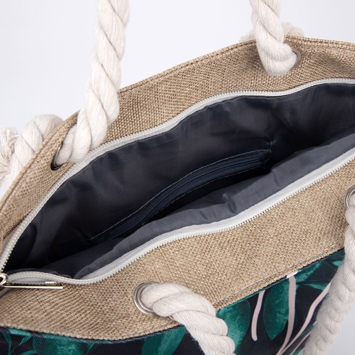 Сумка женская пляжная на молнии, цвет чёрный Сумка женская пляжная на молнии, цвет чёрный