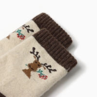 Носки детские из монгольской шерсти "Олень", цвет шоколадный,, размер 18-20