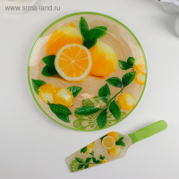 Тортовница стеклянная с лопаткой Доляна &laquo;Дольче&raquo;, d=30 см, лопатка 26,5&times;7 см