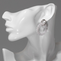 Серьги с жемчугом &laquo;Круги&raquo; на кольце, цвет белый в серебре