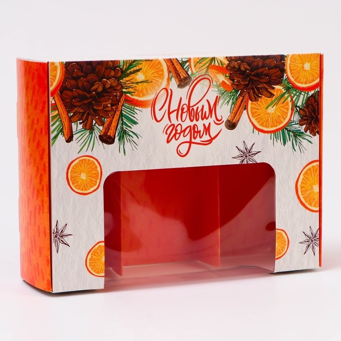 Новый год. Кондитерская упаковка под 3 эклера "Счастья", 20 x 15 x 6 см