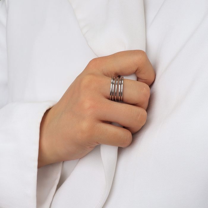 Кольцо металл &laquo;Тренд&raquo; три полосы, мини, цвет серебро, безразмерное