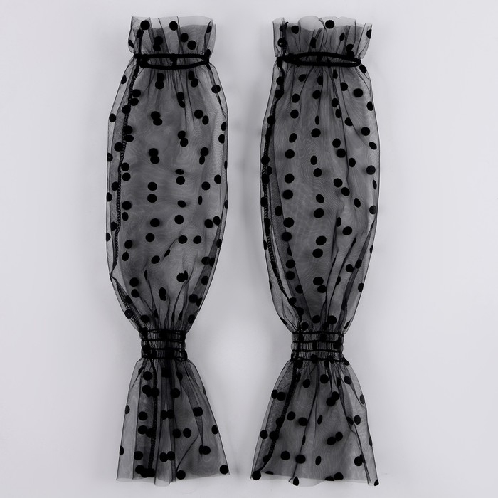 Перчатки женские - нарукавники, в горошек, цвет чёрный Перчатки женские - нарукавники, в горошек, цвет чёрный