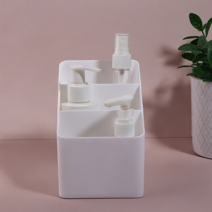 Органайзер для хранения «WHITE», 3 секции, 14,5 × 9 × 13 см, цвет белый Органайзер для хранения «WHITE», 3 секции, 14,5 × 9 × 13 см, цвет белый