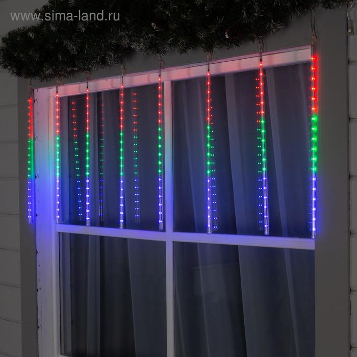 Гирлянда &laquo;Сосульки&raquo; 3 &times; 0.5 м, IP44, прозрачная нить, 288 LED, свечение мульти с эффектом стекания, 12 В