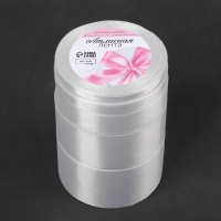 Набор атласных лент, 5 шт, размер лент: 6/10/20/40/50 мм &times; 23 &plusmn; 1 м, цвет белый