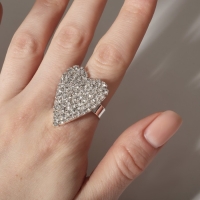 Кольцо &laquo;Лёд&raquo; сердце, цвет белый в серебре, безразмерное