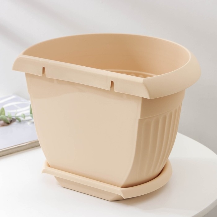 Горшок с поддоном настенный &laquo;Ливия&raquo;, 4,6 л, цвет белая глина