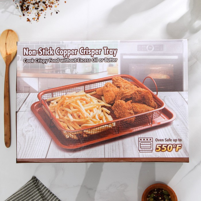 Противень &laquo;Прима. Гриль&raquo;, 35&times;25 см, с решёткой, антипригарное покрытие, цвет коричневый