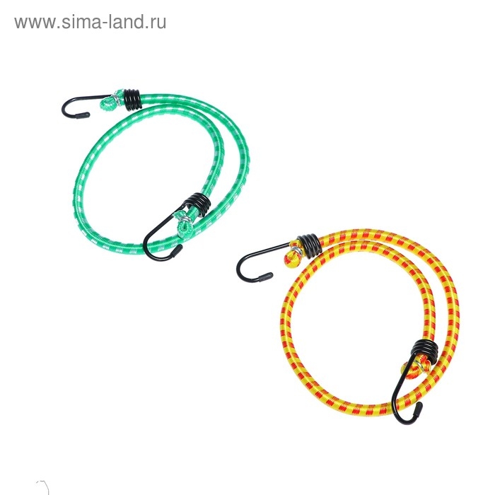 Резинка для крепления багажа TORSO, 60 см, d8 мм, металлические крючки, МИКС, набор 2 шт