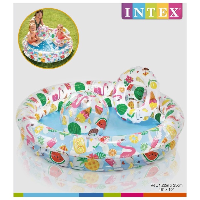 Бассейн надувной &laquo;Фрукты&raquo;, 122 х 25 см, с кругом и мячом, от 2 лет, 59460NP INTEX