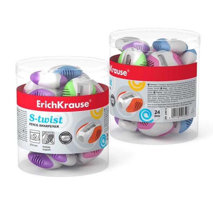 Точилка 1 отверстие ErichKrause S-Twist, отверстие диаметром 8 мм, микс