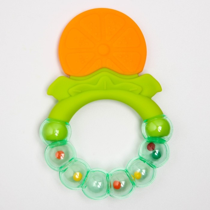 Прорезыватель силиконовый &laquo;Апельсинка&raquo;, с погремушкой, Крошка Я