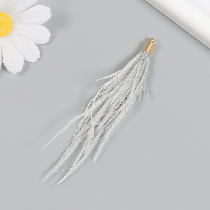 Декор для творчества перо "Кисть Страус" набор 2 шт  серый 9х0,5 см