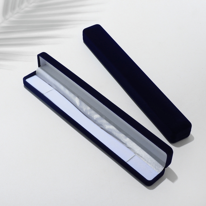 Футляр бархатный под браслет/цепочку/часы &laquo;Пенал&raquo;, 23,5&times;3, цвет синий, вставка белая