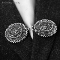Зажим для кардигана &laquo;Овал&raquo; в рамке, цвет серый в чернёном серебре