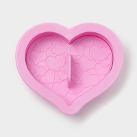 Печати для теста и мастики Доляна &laquo;Сердечки&raquo;, пластик, набор 6 предметов: пресс, печать 5 шт, розовые