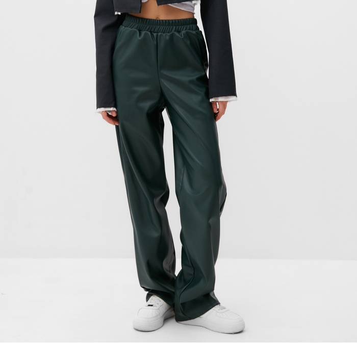 Брюки женские кожаные MIST Basе, р. 46, зеленый