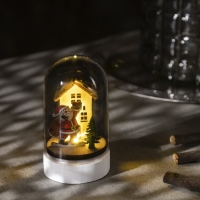 Светодиодная фигура под куполом &laquo;Дед Мороз с мешком&raquo; 6 &times; 9.5 &times; 6 см, дерево, батарейки LR1130х3 (в комплекте), свечение тёплое белое