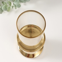 Подсвечник керамика, стекло на 1 свечу "Нуар" d=8 см золото 10х10х27 см