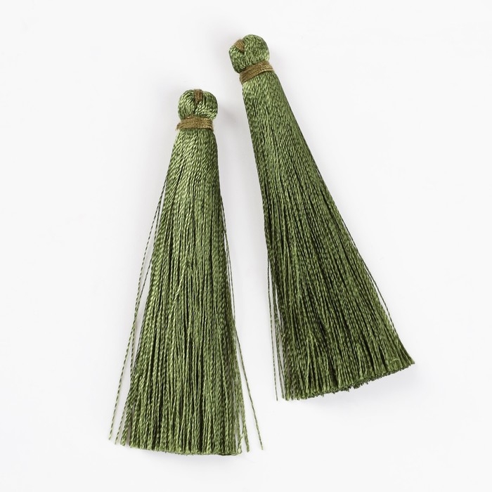 Подвеска декоративная «Кисть», набор 2 шт., L кисти 6,5 см, цвет травянисто-зелёный Подвеска декоративная «Кисть», набор 2 шт., L кисти 6,5 см, цвет травянисто-зелёный