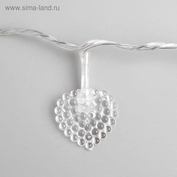 Гирлянда &laquo;Нить&raquo; 5 м с насадками &laquo;Сердце малое&raquo;, IP20, прозрачная нить, 20 LED, свечение мульти (RG/RB), мигание, 220 В