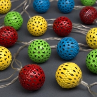 Гирлянда &laquo;Нить&raquo; 4 м с насадками &laquo;Шарик с узором&raquo;, IP20, прозрачная нить, 20 LED, свечение мульти, 8 режимов, 220 В