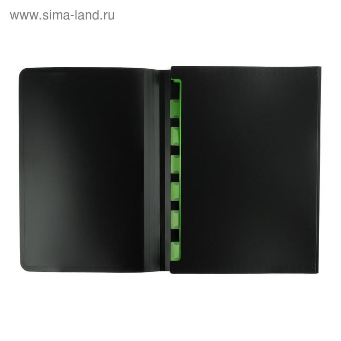 Папка-картотека, А4, 6 отделений, 700 мкм, ErichKrause "Matt Accent", на резинке, тиснение "песок", черная, микс