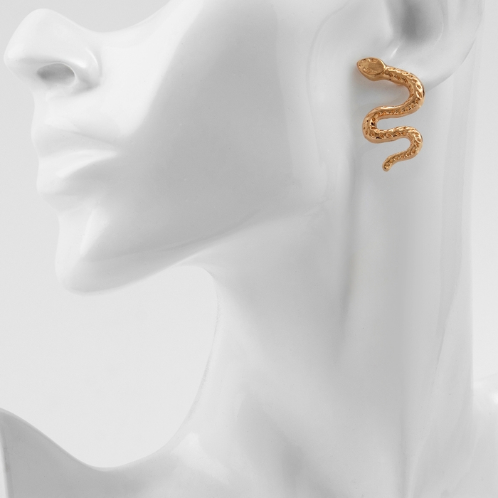 Новый год! Символ года 2025! Серьги металл &laquo;Змея&raquo; искусительница, цвет золото