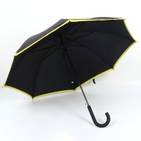 Зонт - трость полуавтоматический &laquo;Кант&raquo;, эпонж, 8 спиц, R = 51/60 см, D = 120 см, цвет чёрный/жёлтый