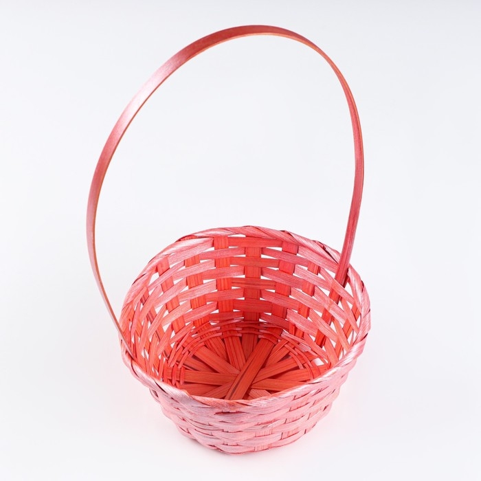 Корзина плетеная 19х19/32 см, коралловый, бамбук Корзина плетеная 19х19/32 см, коралловый, бамбук