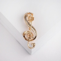 Брошь &laquo;Ретро микрофон&raquo; с нотой, цвет золото