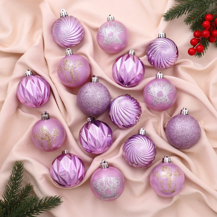 Набор шаров пластик d-6 см, 16 шт "Патрис полоски"