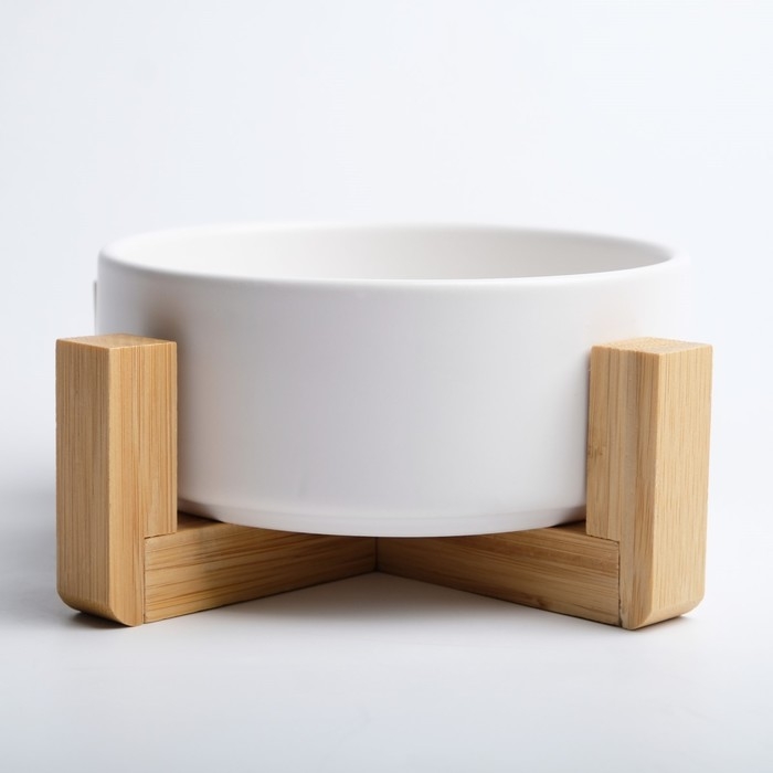 Миска керамическая на подставке 450 мл 13 х 5 см, белая