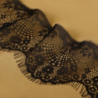 Кружево реснички, 90 мм &times; 9 &plusmn; 0,5 м, в бобине 3 шт по 3 м, цвет чёрный