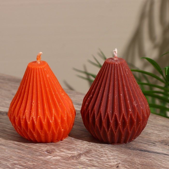 Свеча "Груша в ромбик" 6х6х8 см, соевый воск МИКС