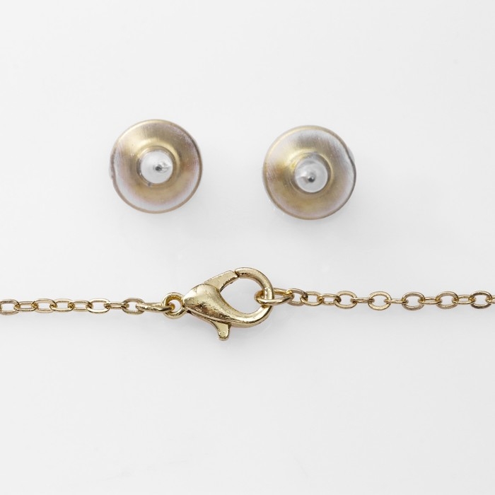 Гарнитур 2 предмета: серьги, кулон &laquo;Капли&raquo; квартет, цвет красно-белый в золоте, 48 см