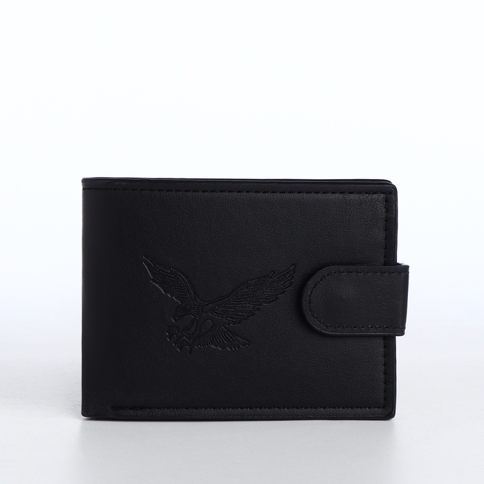 Портмоне мужское на кнопке, отдел для карт, монет, цвет чёрный Портмоне мужское на кнопке, отдел для карт, монет, цвет чёрный