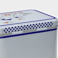 Банка для сыпучих продуктов &laquo;Гуси&raquo;, 2,7 л, 13,5 х 9,5 х 21,5 см, жесть, цвет белый в горох