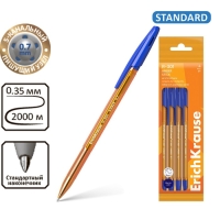 Набор ручек шариковых 4 шт, ErichKrause, R-301 Stick Amber узел 0.7 мм, синяя Набор ручек шариковых 4 шт, ErichKrause, R-301 Stick Amber узел 0.7 мм, синяя