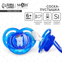 Соска- пустышка ортодотническая &laquo;Мишка&raquo; с колпачком, +6 мес., голубой